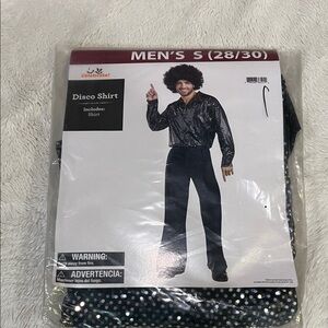 Men's Disco Shirt Black and Silver Small NWT